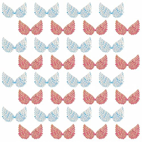 GORGECRAFT 40 STÜCKE 64x40mm Laser-Engelsflügel Stoff Geprägte Aufnäher 2 Farben Glitzer Engelsflügel Aufnäher Mini-Flügel Basteln Für DIY Basteln Haarschmuck Dekoration Zubehör Hemden Nähen