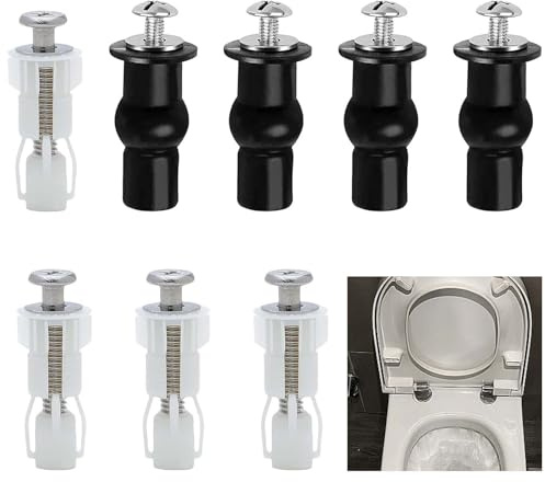 Vexquivera 8PCS Toilet Seat Fittings,Toilet Seat Fixings Kit,Universal Toilet Seat Hinges Easy to Install Toilet Seat Fixings Kit for Toilet Covers and Flushing Lid Parts Fixtures
