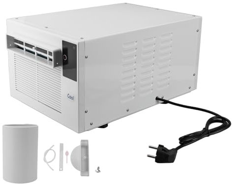 WOHPNLE Aires Acondicionados Portátiles, 1900BTU 280W Aire Acondicionado De Ventana De Doble Inversor Pequeño Ventilador De Refrigeración para Habitación Oficina Camping Coche(EU Plug 220V)