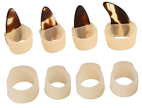 Beige Guzheng Nagelkappen aus Silikon, 8 Stück, Verstellbar | Atmungsaktiv und Elastisch, Einfache Spielhüllen, Praktisches Zubehör für Saitenklang