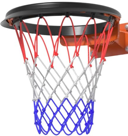 Strapazierfähiges Basketballnetz - Ersatz für Basketballnetze in DREI Farben | Tragbares Basketballnetz für alle Jahreszeiten | Ersatz gegen Peitsche für Basketballkorb | -Basketballnetz