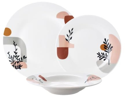 Servizio di Piatti da Tavola in Ceramica Trend Maiorca 18 Pezzi