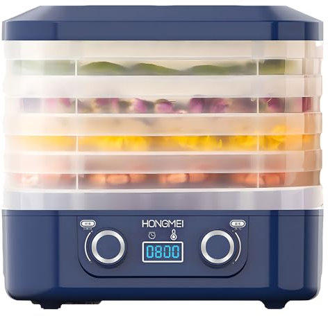 Food Dryer Machine, Food Dehydrator Machine with 15-70℃ Temperature Control & 48H Timer, Dehydrator Machine for Candy and Snacks, 360° Hot Air Drying, for Beef, Fruit, Dog Snacks blue