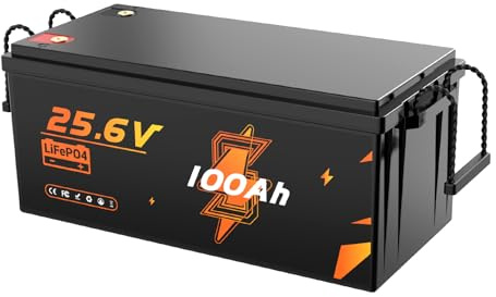 24V 100Ah LiFePO4 Batterie, 2560 Wh Lithium Batterie, bis zu 15000 Deep Cycle Lithium Batteries 100 A BMS, Klasse A LiFePO4 Zellen für Wohnmobil, Camper, Energiespeicher, Van Off-Grid