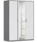 Rauch Möbel Hamilton, Kleiderschrank, Schrank, Garderobe, Organizer, 3-türig, mit Spiegel, Farbe Weiß/Grau metallic, Schwarz, Kurze Griffleiste Grau metallic, 140x194x54cm