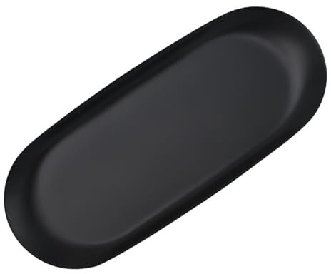 Salubohum Tablett - Deko Tablett Schwarz - Edelstahl-Deko Tabletts - 30 x 12 cm Oval - Tabletts Serviertablett für Desserts, Kosmetik, Schmuck, Kerzen, Schlüssel