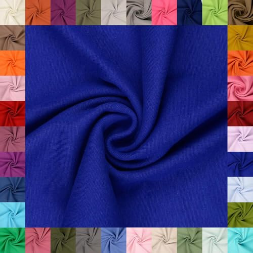 fingsi Stoffe Mira Bündchenstoff Feinstrick Schlauchware Coupon Uni - 34cm Schlauchbreite - 95% Baumwolle, 5% Elasthan (18. Royalblau 0,5m)
