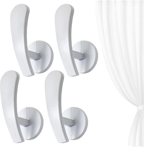 Generico Ganchos de pared drapeado - soporte para colgar en la pared de cortinas, cortinas de aleación de aluminio, para abrigos de pared, ventanas decorativas, 4 tiebacks terapéuticos, decoración