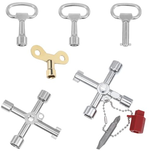 NYTGAH Juego de llaves universales de 6 piezas con llave triangular, llaves desechables y cuadradas para grifos, radiadores, contadores de electricidad, llaves de armario, llaves cuadradas