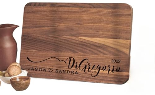 Tagliere in legno con incisione personalizzata, per coppie, anniversario, inaugurazione della casa, souvenir (noce)