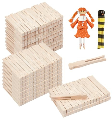 INTERWARM 350 Pcs Round Wood Clothes Pins, 3.74x0.55Inch Wooden Clothespins Wood Clips for Craft Old Fashioned Laundry Peg Home Outdoor Clothesline Kitchen Travel(Round)