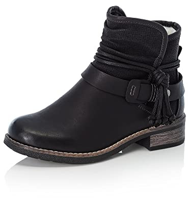Rieker Women Ankle Boots 94689, Ladies Ankle Boots,Low Boots,Half Boots,Bootie,Flat,Black (Schwarz / 00),40 EU / 6.5 UK