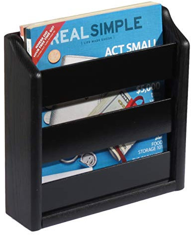 Wooden Mallet Oak Magazine Rack, Wall Mount or Tabletop, Black Zeitschriftensammler, Eiche, schwarz
