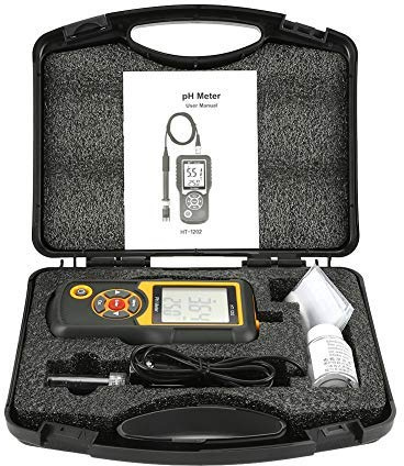 HT-1202 pH-mètre,Mini PH Mètre Électronique Digital Professionnel - avec une précision de mesure élevée et avec grands écrans LCD affichent simultanément PH ou mV et la température