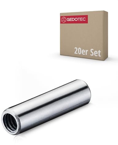 Gedotec Möbelschrauben M4 Hülsen-Schrauben 30 mm Verbindungsschraube für Bohrloch Ø 5 mm | Stahl verzinkt | Holz-Dicke 36–40 mm | Gewindehülse mit Innengewinde M4 | 20 Stück - Möbelverbinder Schrauben
