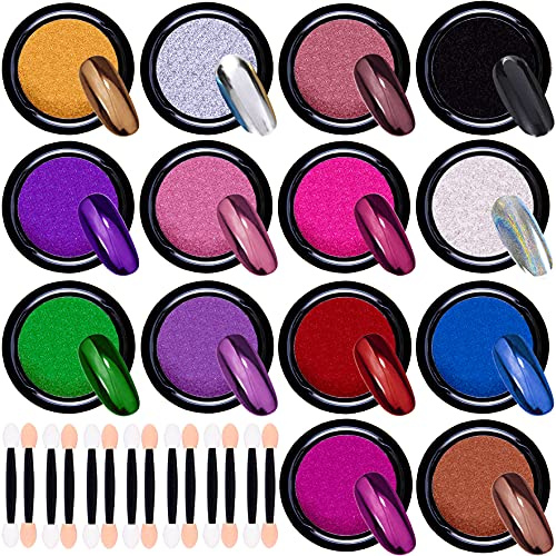 Duufin 14 Farben Nägel Glitzer Pulver Set