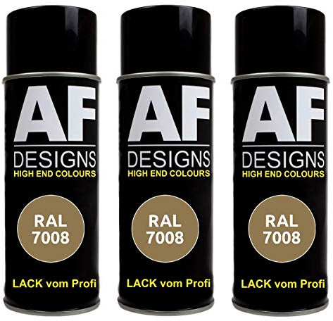 Alex Flittner Designs 3X Ral Pintura en Espray Pintura Coche Laca Colorida Lata de Aerosol RAL7008 Khakigrau Mate