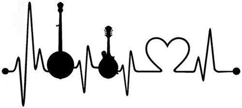 UYEDSR Car Stickers Vehicle car Sticker Banjo Mandolin Heartbeat Lifeline Vinyl Car Styling Stickers 20.5cmX8.9cm 2pcs