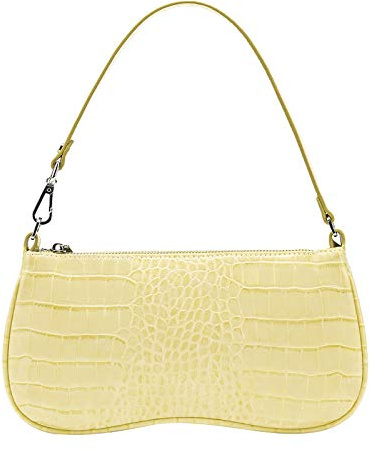 JW PEI 90s Shoulder Bag for Women Vegan Leather Crocodile Purse Classic Clutch Handbag (Light Yellow)