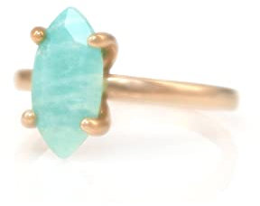 Bague En Or Rose Avec Amazonite Marquise - Bague De Fiançailles Élégante, Bague De Mariage, Bague De Tous Les Jours - Boîte Cadeau Incluse.