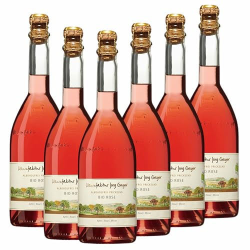 Jörg Geiger Bio Rose Alkoholfrei | Sekt ohne Alkohol 6er-Paket | Bio Rosé ohne Alkohol – Prickelnde Komposition aus Apfel, Himbeere, Rosenblüten und Minze