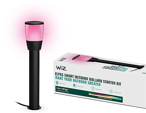 WiZ - Bolardo led inteligente de exterior Elpas, 4.8W - 400 lúmens, Wi-Fi, compatible con Alexa y Google Home, tecnología SpaceSense y Matter, protección IP65 (Kit inicio)