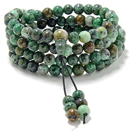 Braccialetto elastico da polso Mala con 108 perline di preghiera Mala curative (Turchese africano (African Turquoise))