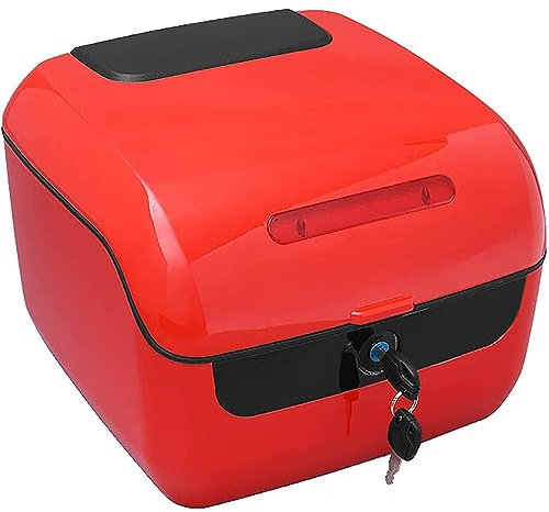 Gvqng Universal Motorcycle Top Box, Motorcycle Scooter Top Box Tail Trunk Luggage Box, Scooter Helmet Trunk Tail Box, with Mounting Parts, for Scooter/Motorcycle/Bicycle,red