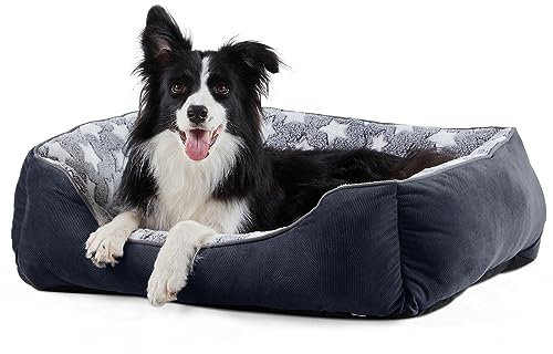 FURTIME Panier pour Chien, Lit pour Chien Moyen Taille Lavable, Antidérapant Coussin Anti-anxiété Doux pour Moyen Grande Chiens et Chats, Doux et Confortable, M(63x53x20cm)