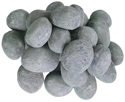 Fireplace Ceramic Pebbles 24 pieces, round lava pebbles, gas logs, for indoor and outdoor fireplaces and fire pits, decorative landscaping stones(Grey)
