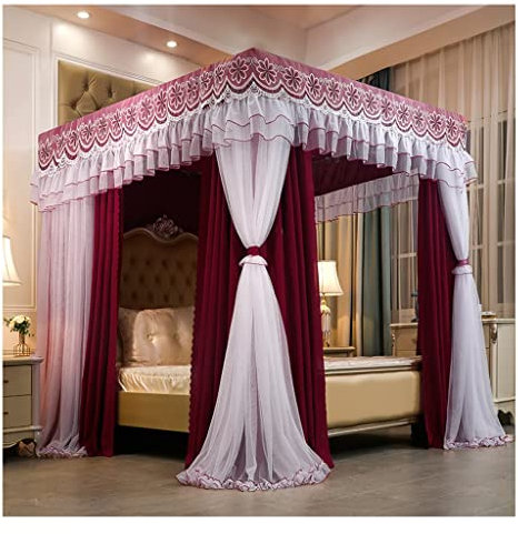 itonc Bett Vorhang Bett Baldachin Luxuriösen Doppel Schicht Blackout Bett Baldachin, Home Schlafzimmer Mit Ständer, Universal Für Alle Jahreszeiten (Farbe : A1, Größe : 180X220X200Cm)