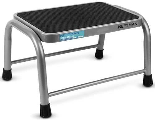 HEFTMAN GrauerTritthocker – robust, individueller Wohnwagen-Tritthocker mit rutschfesten Rillen und Gummifüßen, hält bis zu 150 kg