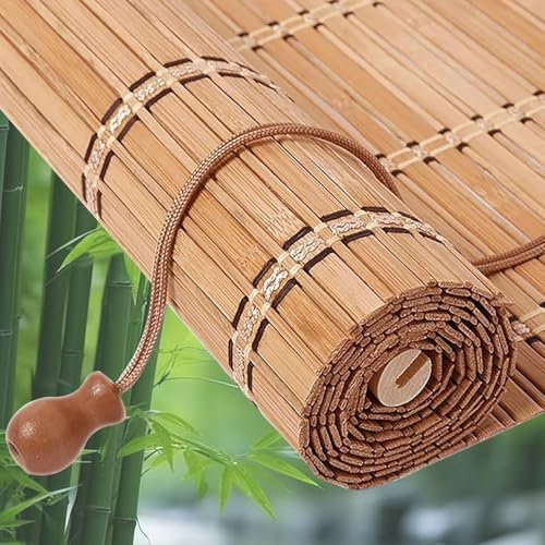 Bambusrollo Outdoor Wetterfest Sonnenschutzrollo Anpassbar Größe Retro Bambus Rollo Fenster Rollo aus Bambus Raffrollo Verdunkelnd Und Atmungsaktiv Rollo für Gazebo