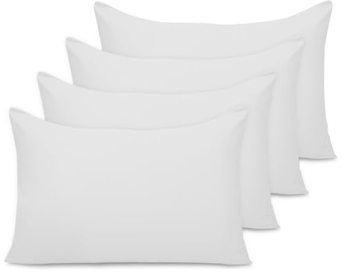 Pamposh Pillow Cases 4 Pack - Standard Size 50 x 75 cm - Double Brushed Premium Microfibre Envelope Closure Pillow Covers - Hypoallergenic Pillowcases Set Of 4 (White, 50 X 75 (Pack of 4))