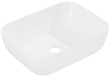 Eridanus Vitreous China Washbasin, Rectangular Ceramic Vessel Sink in White Gloss, Suitable for Bathroom Countertops, 400 x 300 x 130mm