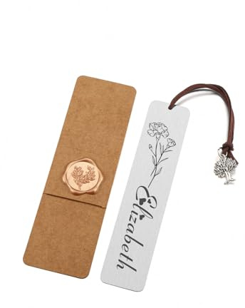 Jovivi Personalisiert Lesezeichen mit Geburtstagsblume und Text Gravur Lebensbaum Anhänger Edelstahl Buchzeichen Bookmark Buch Zubehör Geschenk für Lehrer Leser Schüler