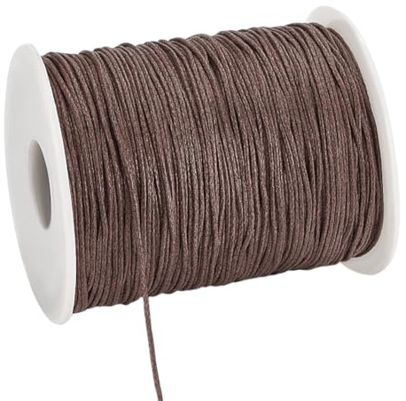 PH PandaHall Cordón de algodón encerado de 1 mm, 175 yardas, hilo encerado marrón, cuerda de cuentas para pulseras, collares, joyas, manualidades, manualidades