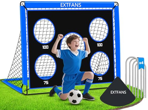 EXTFANS Porta da Calcio Pop Up 180 cm per Bambini - Rete Pieghevole per Interni ed Esterni, Giardino (Blu, 150 x 120 x 120 cm)
