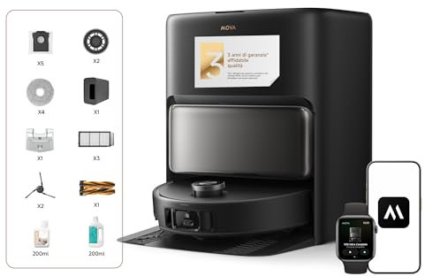 Mova V50 Ultra Complete Saugroboter mit Wischfunktion 24.000 Pa, 6cm Hindernisüberwindung, Liftable Navigation+RGB AI+LED, 80℃ Heißwasserwäsche & 63℃ Selbsttrocknung, DuoSolution System, Tricut Bürste