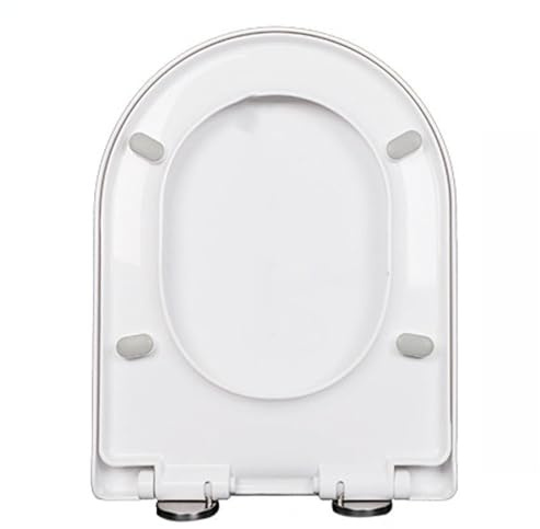 Giural Soft Close Toilet Seat Quick Release Adjustable Stainless Hinges, Thicken D/U Shape Toilet Seats Cover for Easy Cleaning & Simple Top Fixing - White Toilet Lid, PP,33.5x42cm