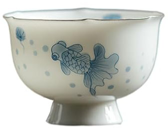 Tasse à thé en porcelaine blanche peinte à la main avec bouche de fleur