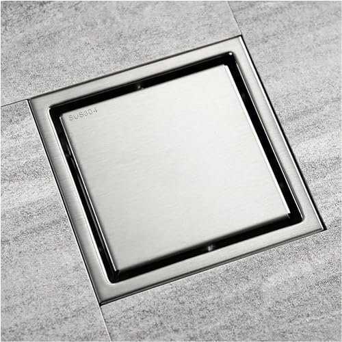 Kit Filtro Per Scarico A Pavimento Per Doccia, Scarico Doccia Spazzolato, Scarico A Pavimento Quadrato Da 6 Pollici Con Griglia Rimovibile, Scarico A Pavimento Per Doccia In Acciaio Inossidabile, Fil