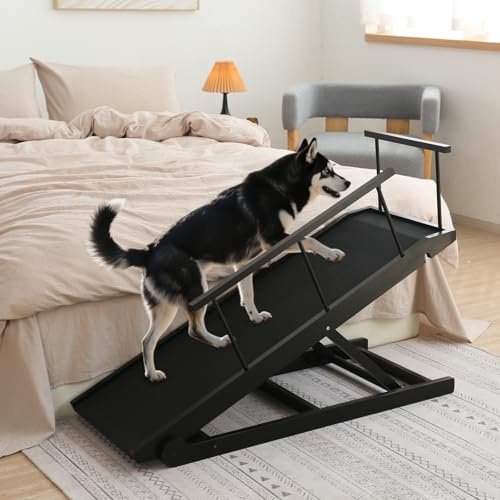 Rampa para perros para cama y sofá, rampas ajustables de 5 escalones para perros pequeños a grandes