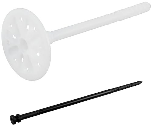 AERZETIX - Set mit 10 Einschlagdübeln für Dämmstoffe Ø10x160mm + 10 Nägel 165mm - aus Nylon - Befestigung von Dämmplatten Thermoplatte Extrudiertes expandiertes Polystyrol