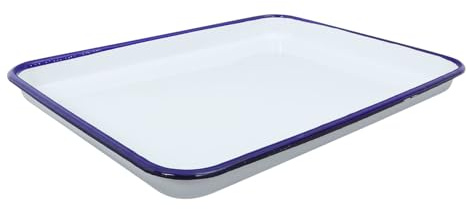 CIYODO Plateau de Service Facile à Entretenir en Émail Émaillé Blanc Rectangulaire Polyvalent et Élégant Cuisine et Buffet