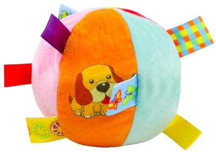 LuckyOpt Hund Ball Toy, 12CM Dia Plüsch interaktives Spielzeug Ball mit Grab Tabs, Hundebälle mit Glocke im Inneren für Tug of War, Hundespielzeug für kleine mittlere Rasse (Kleiner Hund)