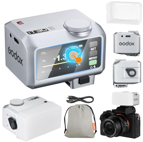 Godox iT30Pro-O iT30Pro O Mini Camera Flash with White Diffuser Speedlite560 Flashes at Full Wireless Master & Receiver Power 2.4G TTL Touchscreen for Olympus Panasonic Camera DSLR (Silver)