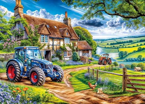 Puzzles 1000 Pieces for Adults jigsaw puzzles for adults-Farmhouse & Tractors-1000 Piece Puzzle Classic Educational Games Beautiful Decoration Puzzle