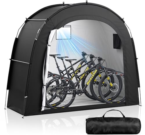 Housolution Fundas de Bicicleta para 3 Bici, Cubierta Impermeable portátil 210D Oxford grueso PU4000 con Ventana Ventilada, Tienda de Campaña para Bicicletas, Cortacésped, Herramientas de Jardín