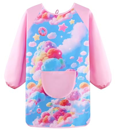 YJSDDNTY Bata de pintura escolar de 1ª clase, delantal para niños con bolsillos grandes, Ropa de Pintura para Niños Delantal Impermeable que Repele, para escuela, arte, pintura